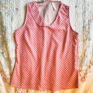 Pastel pink top with a Peter Pan collar & hearts